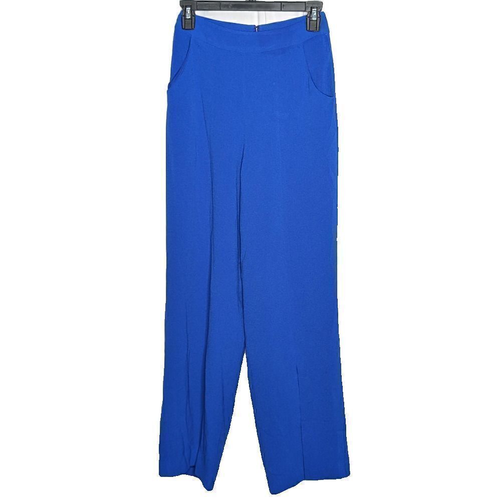 Dress The‎ Population Ashton Wide Leg Pants Electric Blue Front Pocket Size 2X
